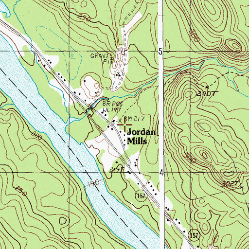 Topographic Map of Jordan Mills, ME