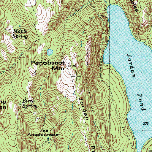 Topographic Map of Jordan Ridge, ME