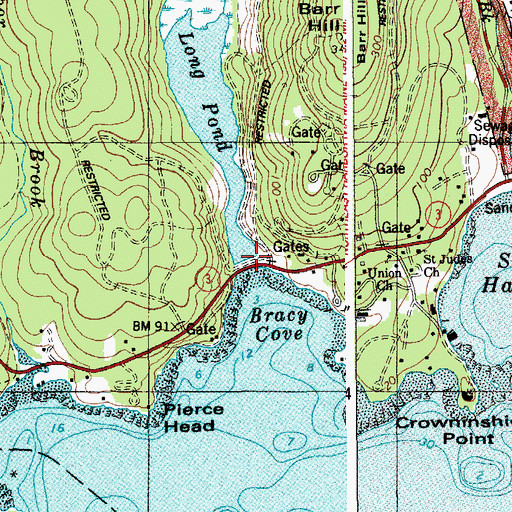 Topographic Map of Jordan Stream, ME