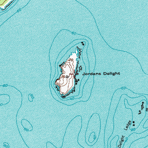 Topographic Map of Jordans Delight, ME