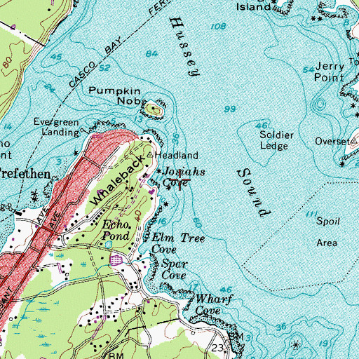 Topographic Map of Josiahs Cove, ME