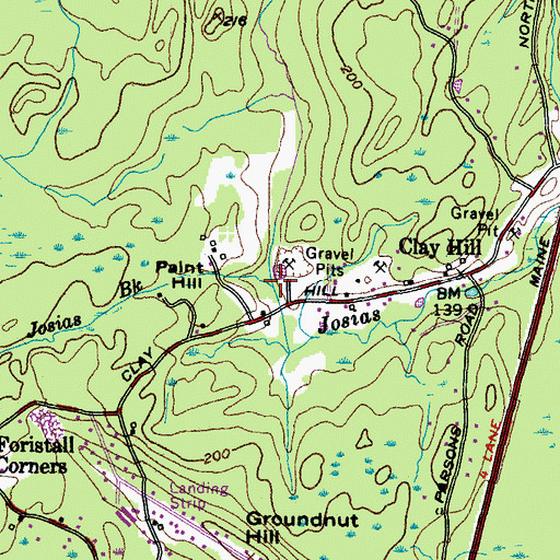 Topographic Map of Josias Brook, ME