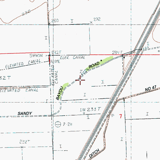 Topographic Map of Sandy Bayou, AR