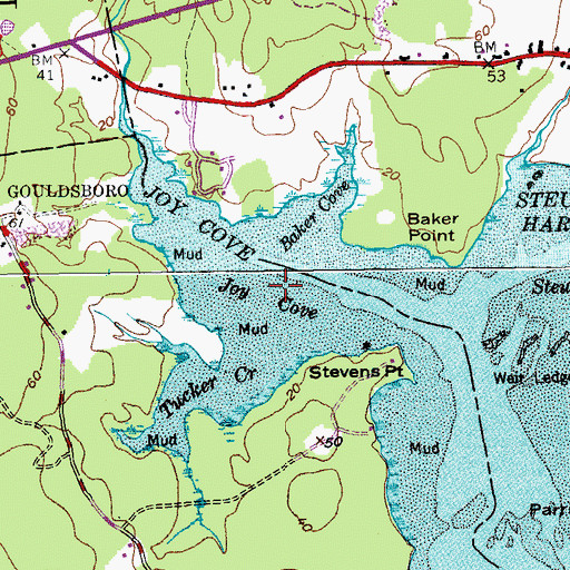 Topographic Map of Joy Cove, ME