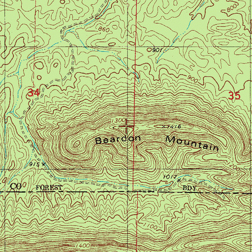 Topographic Map of Beardon Mountain, AR