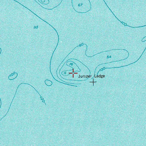 Topographic Map of Jumper Ledge, ME