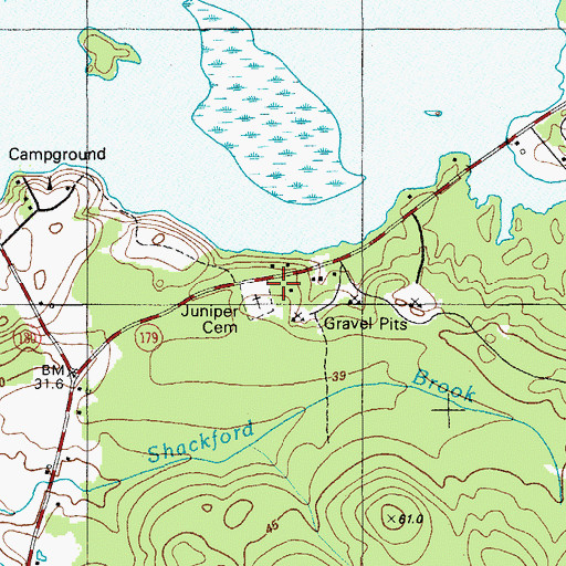 Topographic Map of Juniper Cemetery, ME