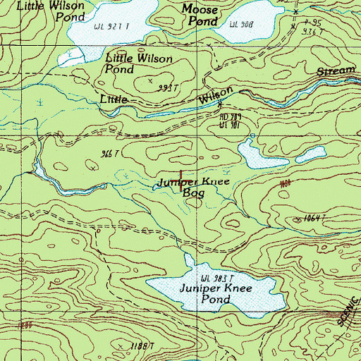 Topographic Map of Juniper Knee Bog, ME