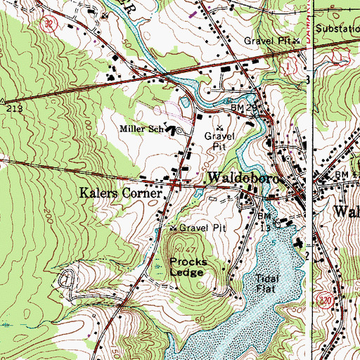 Topographic Map of Kalers Corner, ME