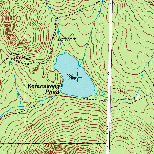 Topographic Map of Kamankeag Pond, ME