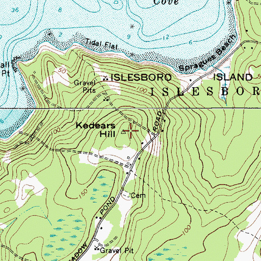 Topographic Map of Kedears Hill, ME