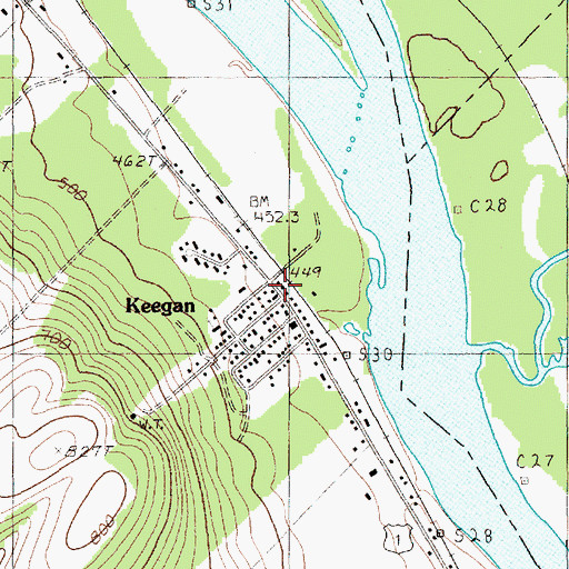 Topographic Map of Keegan, ME