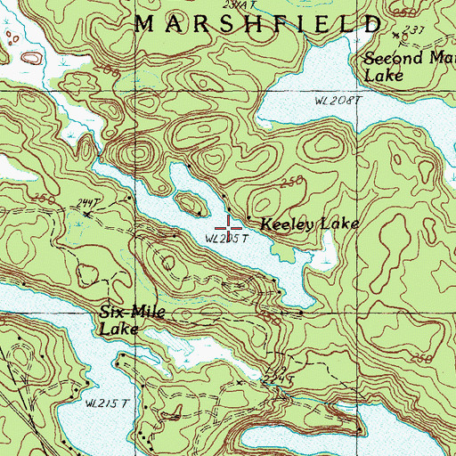 Topographic Map of Keeley Lake, ME