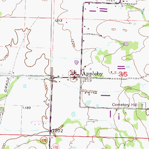 Topographic Map of Appleby, AR