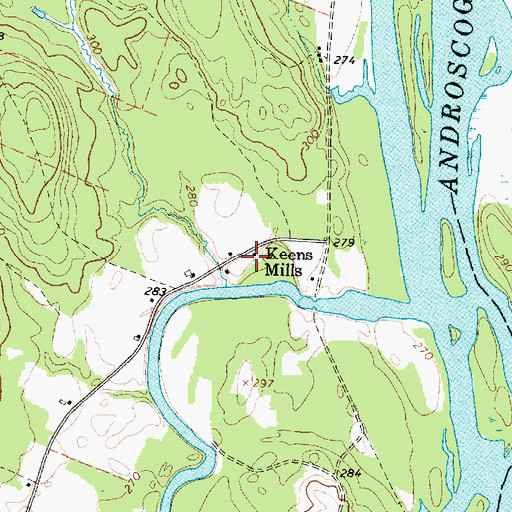 Topographic Map of Keens Mills, ME