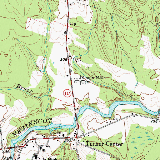 Topographic Map of Keens Mills Cemetery, ME
