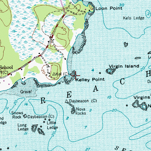 Topographic Map of Kelley Point, ME