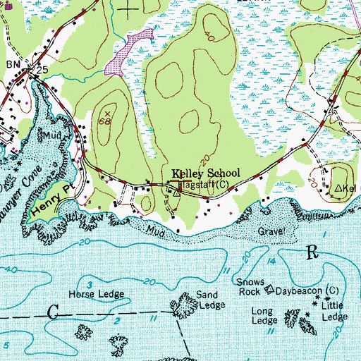 Topographic Map of Kelley School, ME