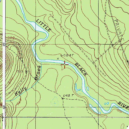 Topographic Map of Kelly Brook, ME