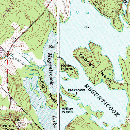 Topographic Map of Kelly Island, ME