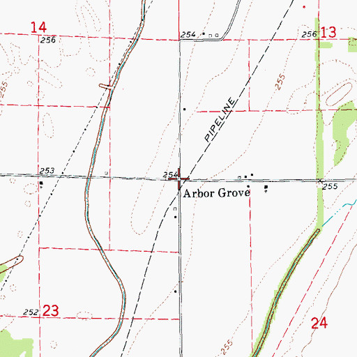 Topographic Map of Arbor Grove, AR