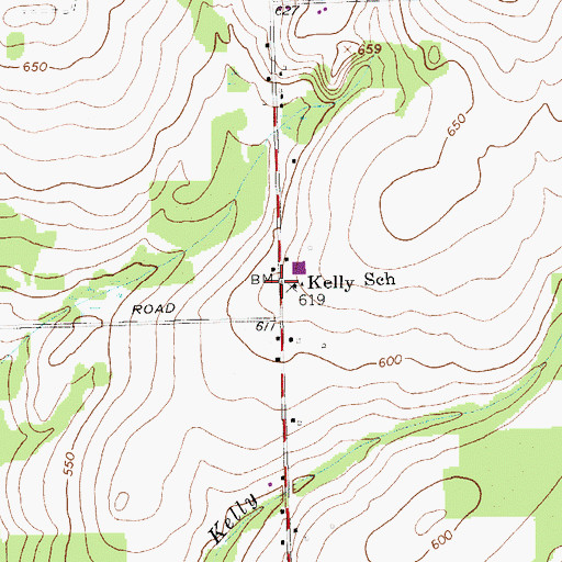 Topographic Map of Kelly School, ME