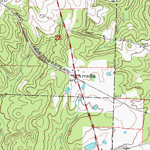 Topographic Map of Arcadia, AR