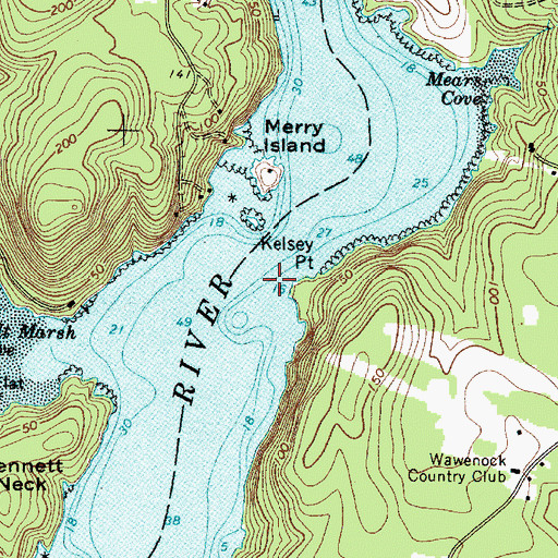 Topographic Map of Kelsey Point, ME