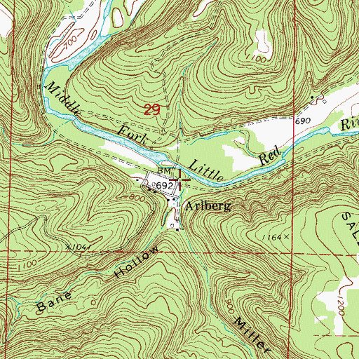 Topographic Map of Arlberg, AR