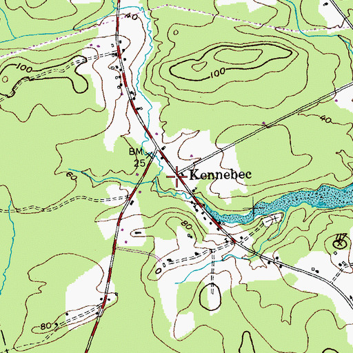Topographic Map of Kennebec, ME