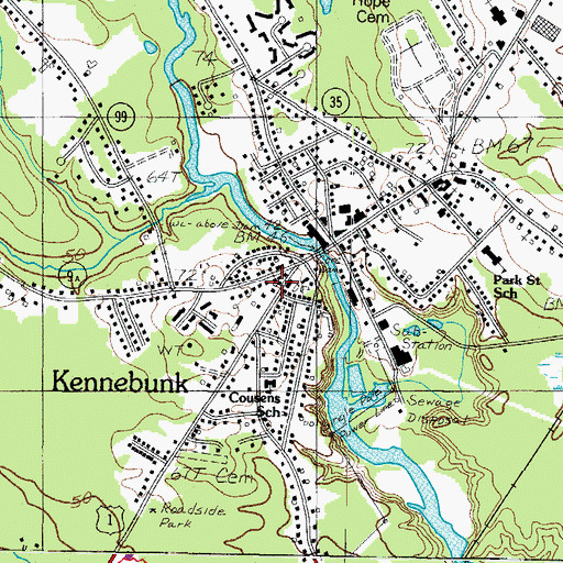 Topographic Map of Kennebunk, ME