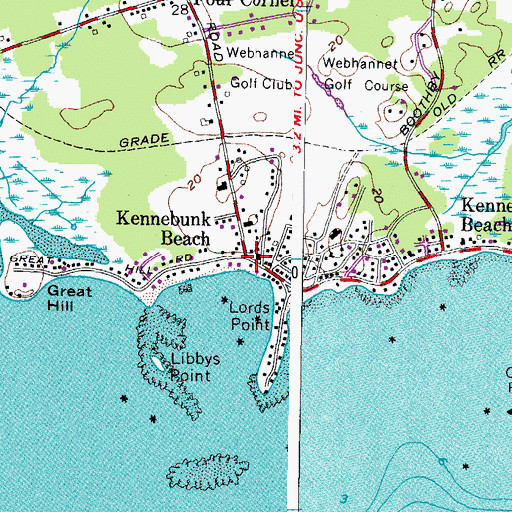 Topographic Map of Kennebunk Beach, ME