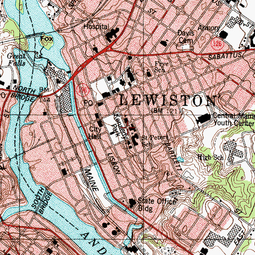 Topographic Map of Kennedy Park, ME