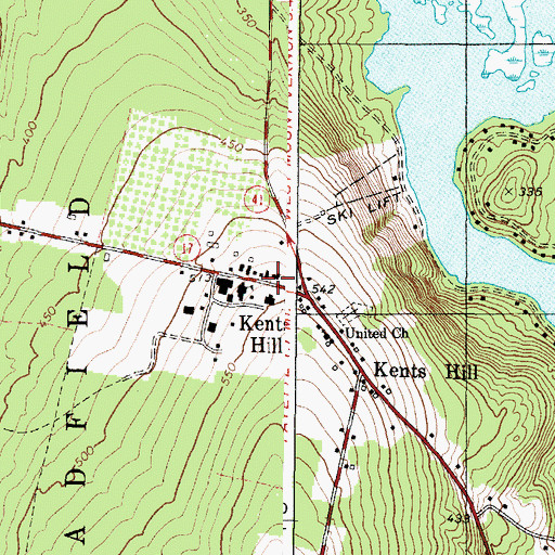 Topographic Map of Kents Hill, ME