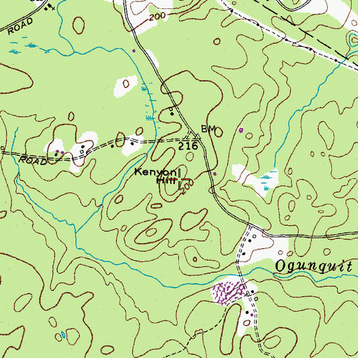 Topographic Map of Kenyon Hill, ME