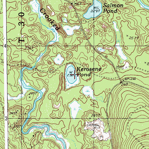 Topographic Map of Kerosene Pond, ME