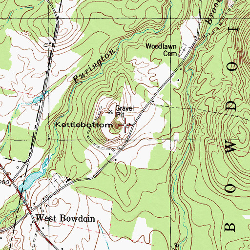 Topographic Map of Kettlebottom, ME