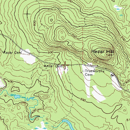 Topographic Map of Kezar Cemetery, ME