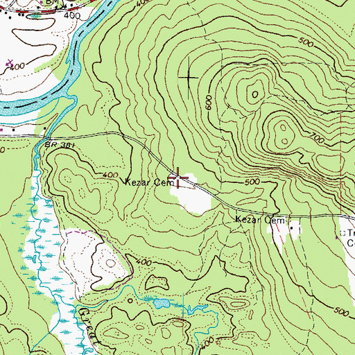 Topographic Map of Kezar Cemetery, ME