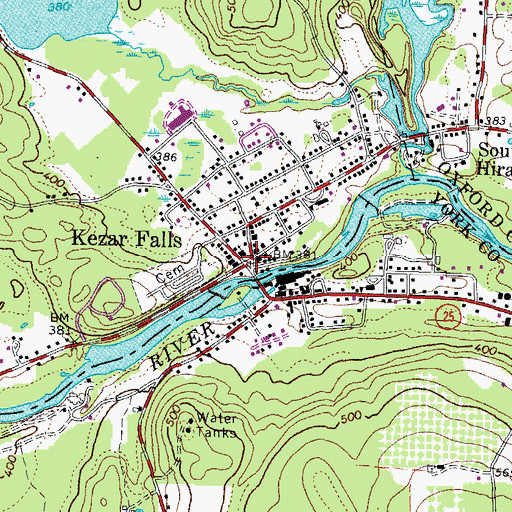 Topographic Map of Kezar Falls, ME