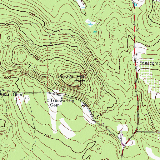 Topographic Map of Kezar Hill, ME