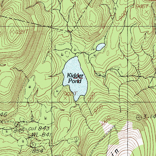Topographic Map of Kidder Pond, ME
