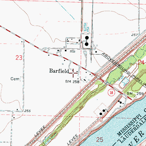 Topographic Map of Barfield, AR