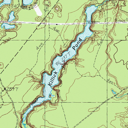 Topographic Map of Killick Pond, ME