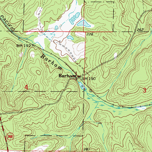 Topographic Map of Barham, AR