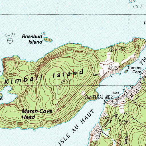 Topographic Map of Kimball Island, ME