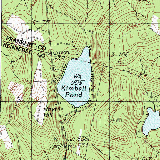 Topographic Map of Kimball Pond, ME