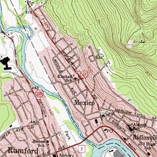 Topographic Map of Kimball School, ME