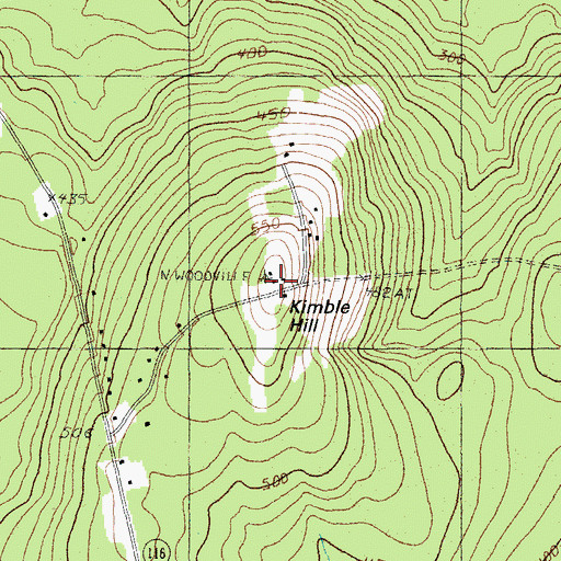 Topographic Map of Kimble Hill, ME