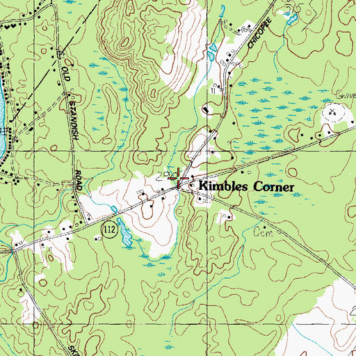 Topographic Map of Kimbles Corner, ME